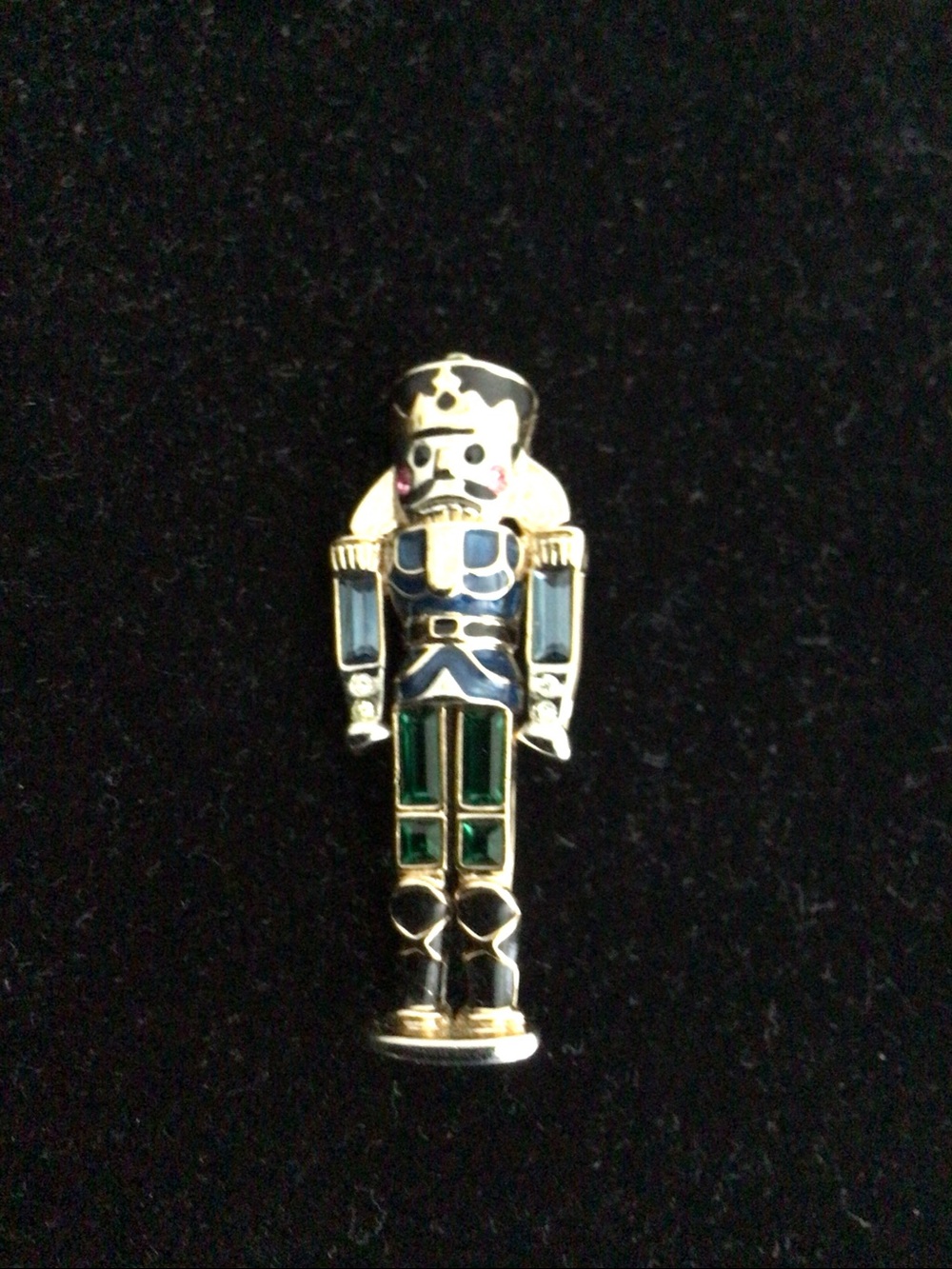 Vintage MONET Rhinestone Soldier Nutcracker Pin Brooch 2" Collectible
